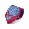 Шея галстуки Новая мода Mens Paisley Silk галстук 7,5 см. Голубой зеленый фиолетовый галстук Высококачественный стройный Cravat для свадебной вечеринки Business Lift231017