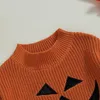 Pullover -07-23 LIORITIIN 0-4 Years Toddler Baby Boy Girl Sticked tröja Halloween Pumpkin/Skull Print Warm Long Sleeve Pullovers 231017