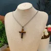 Pendant Necklaces Women Necklace Natural Stone Rose Quartz/Tiger Eye Cross-Shaped For Birthday Gift Chains 60 CM