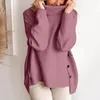 Women's Sweaters Oversize For Womens Autumn Winter Knit Sweater Button Side Thick Thread Pullover Turtleneck Female Clothing Vintage