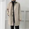 Men's Wool Blends M-5XL Plus Size Men's Trench Coat Loose fit Long Lapel Single Breasted Windbreaker Jacket Button Overcoat Men Clothing XXXXXLL231017
