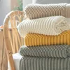 Одеяла в скандинавском стиле, простое твердое одеяло для дивана, офисный сон, удобное покрывало, мягкое одеяло для украшения дома, толстая зимняя вязаная шаль 231013