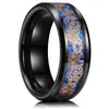 Eheringe Vintage Zahnrad Edelstahl für Männer Frauen Drachen Ring Inlay Blau Carbon Fiber Band Titan Schmuck