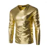 Herren-Freizeithemden, 2023, vergoldet, helles Gesicht, Performance-Kleid, Slim-Fit, Langarm-T-Shirt, trendige Unterlage