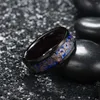 Eheringe Vintage Zahnrad Edelstahl für Männer Frauen Drachen Ring Inlay Blau Carbon Fiber Band Titan Schmuck