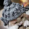 Dog Apparel Outdoor Travel Pet Hat Soft Funny Handmade Buddha For Cats Cute Cosplay Headgear With Imitation Yarn Feline Pets