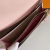 Designer-Geldbörse Emilies, Kartenhalter, Damen-Modetasche, Blumen-Flip-Luxus-Handtasche, hochwertige Monogramme, rosa Leder-Geldbörse MM 64202, Größe: 19 x 10 cm, mit Box