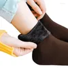 Chaussettes pour hommes thermiques pour femmes hiver chaud neige hommes épaissir velours couleurs unies longueur cheville laine cachemire goutte