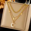 Choker 316L Stainless Steel Fashionable Multi-layer Mixed And Stacked Personalized Niche Light Luxury Temperament Star Moon Necklace