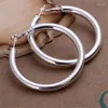 Hoop Earrings 925 Sterling Silver Fashion Pretty Nice Women Party Round Earring Jewelry Big Circle Lady Wedding