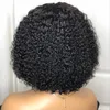 Perruques synthétiques mongoles Afro crépues bouclées courtes brésiliennes Remy Machine cheveux humains avec frange faite pour les femmes sans colle