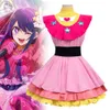 Cosplay Anime Loro Idolo S Bambini Oshi No Ko Hoshino Ai Costume Cosplay Parrucca Adulto Donna Uomo Abito rosa Lolita Halloween Gioco di ruolo Vestito