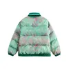 빈티지 겨울 녹색 재킷 파카 스트리트웨어 힙합 넥타이 염료 두꺼운 따뜻한 코트 2023 남자 하라주 쿠 패션 지퍼 버블 파카 y2k