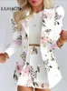 Robe deux pièces Femme printemps manches longues couleur unie veste avec mini jupe costume deux pièces Tailleur Femme Blazer et ensemble robe 231011