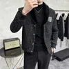 Misturas de lã masculina 2023 inverno jaqueta de lã lapela gola de pele trench coat casual negócios social streetwear casaco roupas masculinas 231017