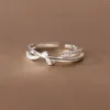 Bröllopsringar Vintage Zircon Crystal för kvinnor Öppna manschettförlovningsring Korean Style Jewelry Present Bague
