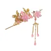 Hårtillbehör korsett Tassel Po Props Children Hanfu Hairpin Ancient Style Crown Hairstyle Design Tool Flower Stick