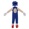 ThemakostuumKinderen Cosplay Jumpsuit Anime Lighing Speed Sonic the Hedgehog-kostuum met witte handschoenen Cadeau Kinderen Halloween-kostuums