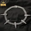 Chokers The Bling King Rivet Zinc Alloy Necklace12mm S-Link Miami Cuban Chain Hiphop Mens Iced Out Bling Rhinestone Fashion Punk Smycken 231016