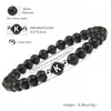 Strand 26 Letters Beads Barelet Matte Black Natural Stone A-Z Artial Alphabet Bangle للرجال