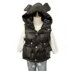 Colete 2-8 anos da criança meninas roupas de inverno outono estilo coreano não-limpo com capuz longo parka cintura casaco para crianças puffer colete 231016