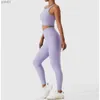 Survêtements pour femmes Ensemble de yoga côtelé Femmes Costume pour fitness Sportswear Costume de sport sans couture Vêtements d'entraînement Survêtement Tenue de sport Vêtements de sport WearL231017