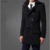 Men's Wool Blends UHYTGF Autumn Winter Solid Trench Coats Men Coat Fashion Double breasted Windbreaker Jacket With Belt Lapel Overcoat Parka 906L231017