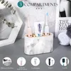 Toothbrush Holders Electric Toothbrush Holders Resin Bamboo Toothbrush Toothpaste Holders Stand Caddy 3 Slots Decor Bathroom Vanity Countertop Orga 231013