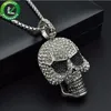 Chaînes glacées Pendentif Designer Collier Hip Hop Bijoux Hommes Diamant Squelette Crâne Pendentifs Titane Acier Inoxydable Bling Punk1887