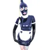 S-7xl Costume de femme de chambre française robe en Pvc Mini robe tenue femmes déguisement tablier avec couvre-chef uniforme Lingerie discothèque Costumes d'anime