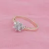 Cluster Rings FJ Women Ring 585 Rose Gold White Stone Color 8mm Flowers Round Jewelry