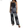 Kobiety Jumpsuits Rompers Kobiety Square Square Bez rękawów Kwadratowy kołnierz drukowane wzory kombina