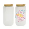 DHL Ship 16oz Sublimation Mugs with Bamboo Lid 50pcs/Carton Clear Coffe Coffee Coffe Juice Coups