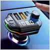 Transmetteur Fm pour voiture, Compatible Bluetooth, A10, lumière d'ambiance colorée, Bt 5.0, chargeur de lecteur Mp3