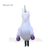 Amazing Walking Inflatable Unicorn Parade Costume Blow Up Animal Mascot Horse Suit With Horn For Stage Show