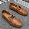 Dress Shoes Casual Men Glossy Leather Shoes Luxury Brand Slip on Formal Loafers Moccasins Italian Black Male Driving Flat Breathable 231017