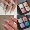 Pós acrílicos líquidos 4 cores pó de unha cromado sólido ouro prata efeito espelhado para unhas rosa roxo metálico esfregando pó manicure pigmento GLXGHF 231017