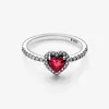 Anello in argento sterling 925 con cuore rosso elevato per le donne Anelli di nozze Accessori di gioielli di fidanzamento di moda2536