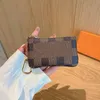 7.Color Designer Purple Bag Blak Blak Pierścień Kluczowa torebka torebka Damier skórzana karta kredytowa Kobiety Mężczyźni Mały zamek błyskawiczny portfel