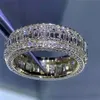 Choucong Brand Luxury Jewelry 925 Sterling Silver Fill Full T Princess Cut White Topaz CZ Diamond Gemstones Party Moissanite Women291j