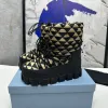 Prado Nylon gabardine snow party boots Top-quality enameled metal triangle Tech dynamic charm embossed sole pattern