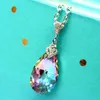 Pendant Necklaces Huitan Polychrome Pear Shaped CZ Necklace For Women Unique Bridal Wedding Accessories Arrival Lady's Fashion Jewelry