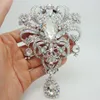 Whole -Luxury Bride Flower Drop Pendant Bride Bridesmaid Wedding Brooch Pin Clear Ab Rhinestone Crystal299V