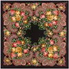 Scarves 100 100cm Retro National Style Large Flower Square Scarf For Women Silk Shawl Foulard Hijabs