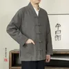 Jaquetas masculinas Homens Algodão Manga Longa Roupas Tradicionais Chinesas Tang Terno Top Tai Chi Uniforme Outono Camisa Blusa Casaco de Linho