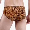 Underbyxor Fashion Sexig Leopard Printing Men's Bekväma Ice Silk Briefs Breattable 3D-påse Male Underwear Elastic Man Panty