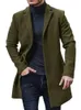 Męskie mieszanki wełniane jesienne zima męska długa płaszcz Lapel z pojedynczą kurtką wełnianą solidną płaszcze płaszcza luźnego mężczyzny płaszcz 231016