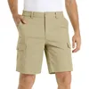 Mäns shorts sommar med flera fickor för komfort och lätt twill bomull elastisk minnesminnes tunna arbetsbyxor