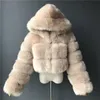 Fourrure pour femmes Fausse Fourrure Automne Fourrure Recadrée Fausse Fourrure Manteaux Vestes Femmes Fluffy Top Coat À Capuche Droite Courte Hiver Fourrure Veste Mode Streetwear 231016