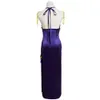 Perruque de Costume de Cosplay Anime Nami pour adulte, tenue Sexy pour femme, robe violette serrée fendue, Costume de fête de carnaval d'halloween